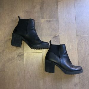 H&M Black Chucky Heel Ankle Booties